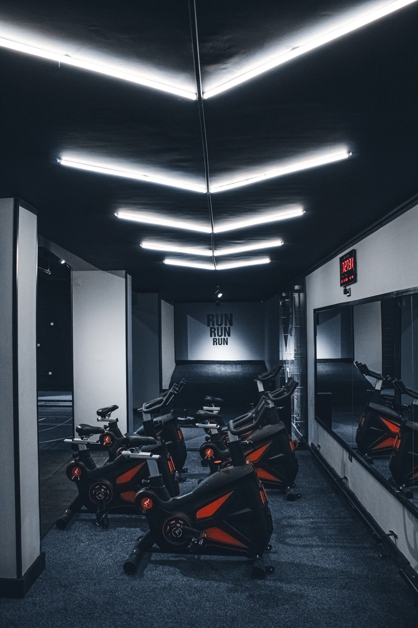 Row of cardio bikes
